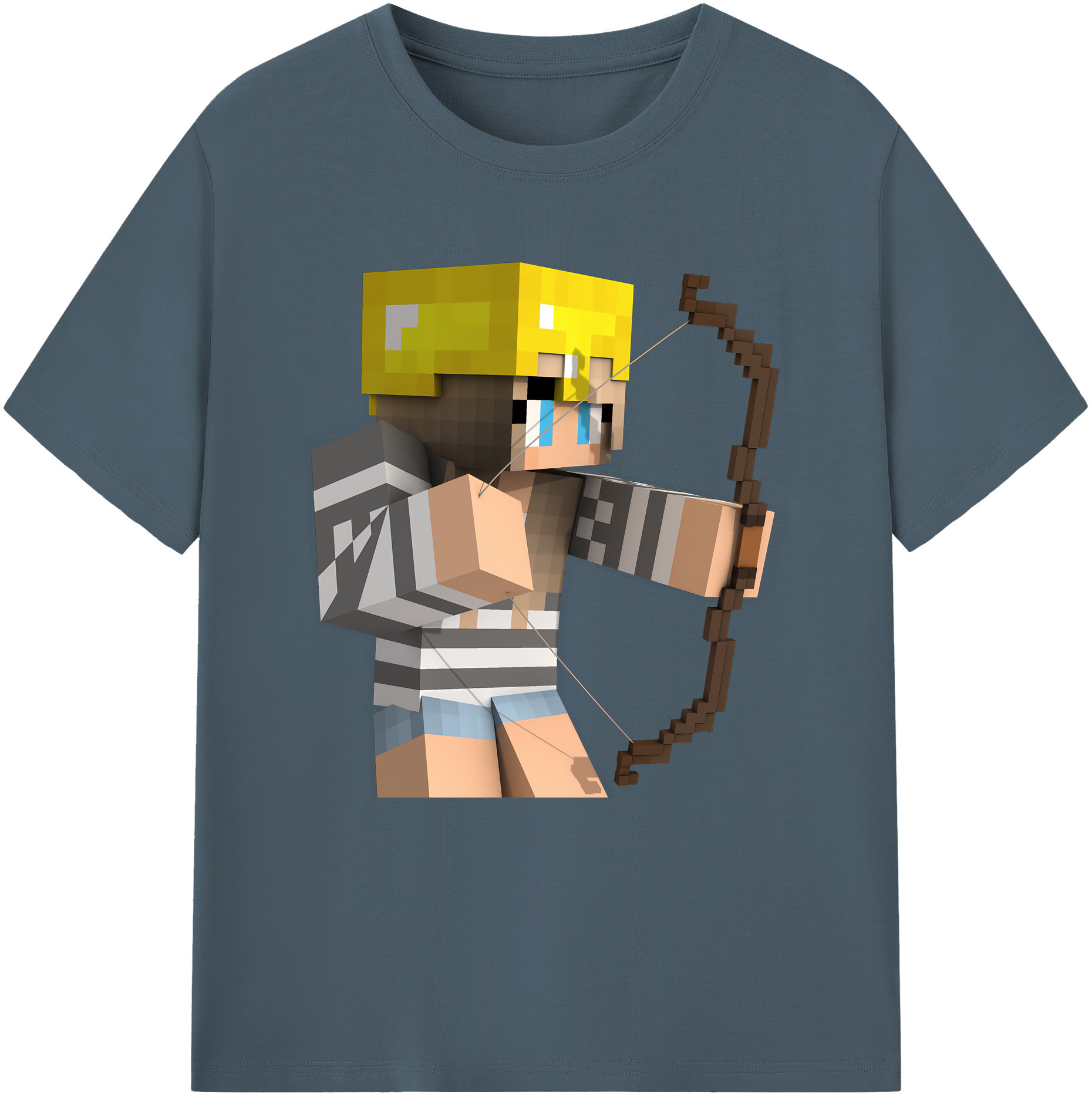 （画像用） マインクラフト ブロックの世界 Minecraft MC Block world 綿100％半袖Tシャツ（フロントプリント）